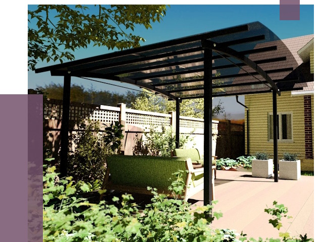 Навесы для террасы в Партизанске от 13685 руб. под ключ | ПРОЛЁТ-Прт