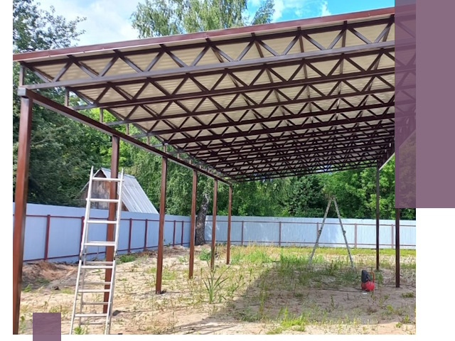 Односкатные навесы под ключ в Партизанске — изготовление и монтаж