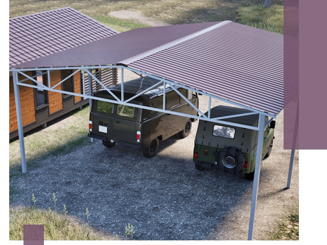 Двускатные навесы под ключ в Партизанске — изготовление и монтаж