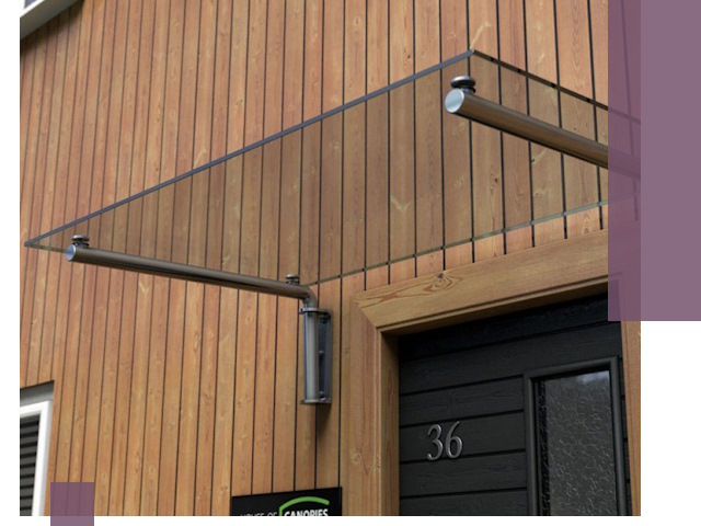 Стеклянные козырьки на входы и фасады в Партизанске